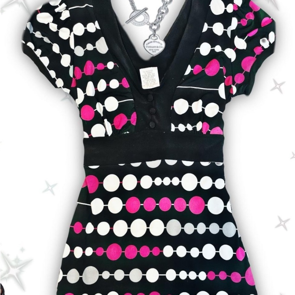 Maurices Black and Pink Polka Dot Blouse